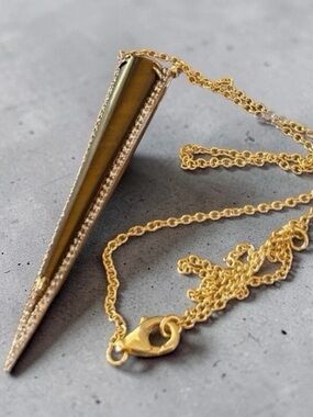 Rarities Carol Brodie Geometric TIGER'S EYE V Drop Necklace NEW